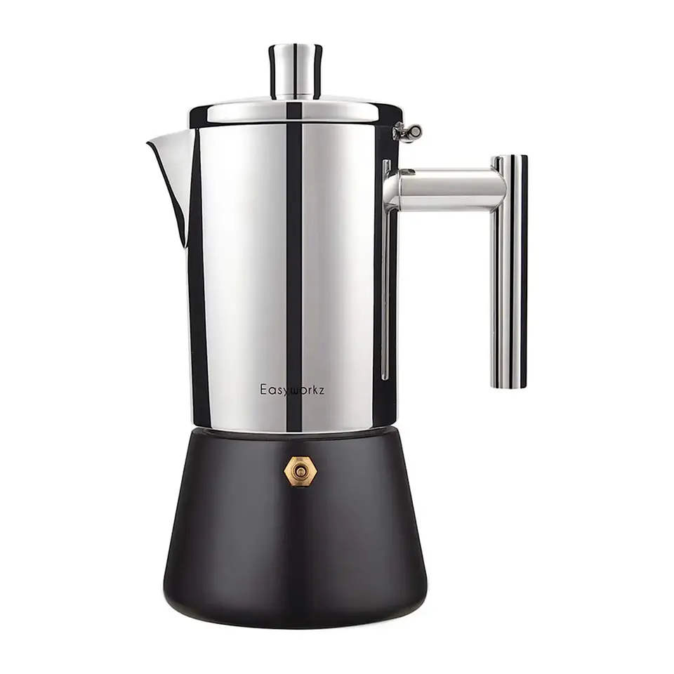 Cafetera de acero inoxidable, tipo moka, de inducción. 7