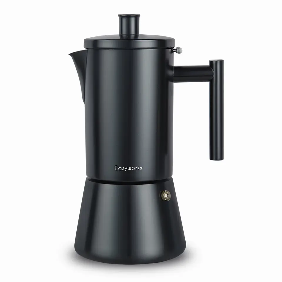 Cafetera de acero inoxidable, tipo moka, de inducción. 9