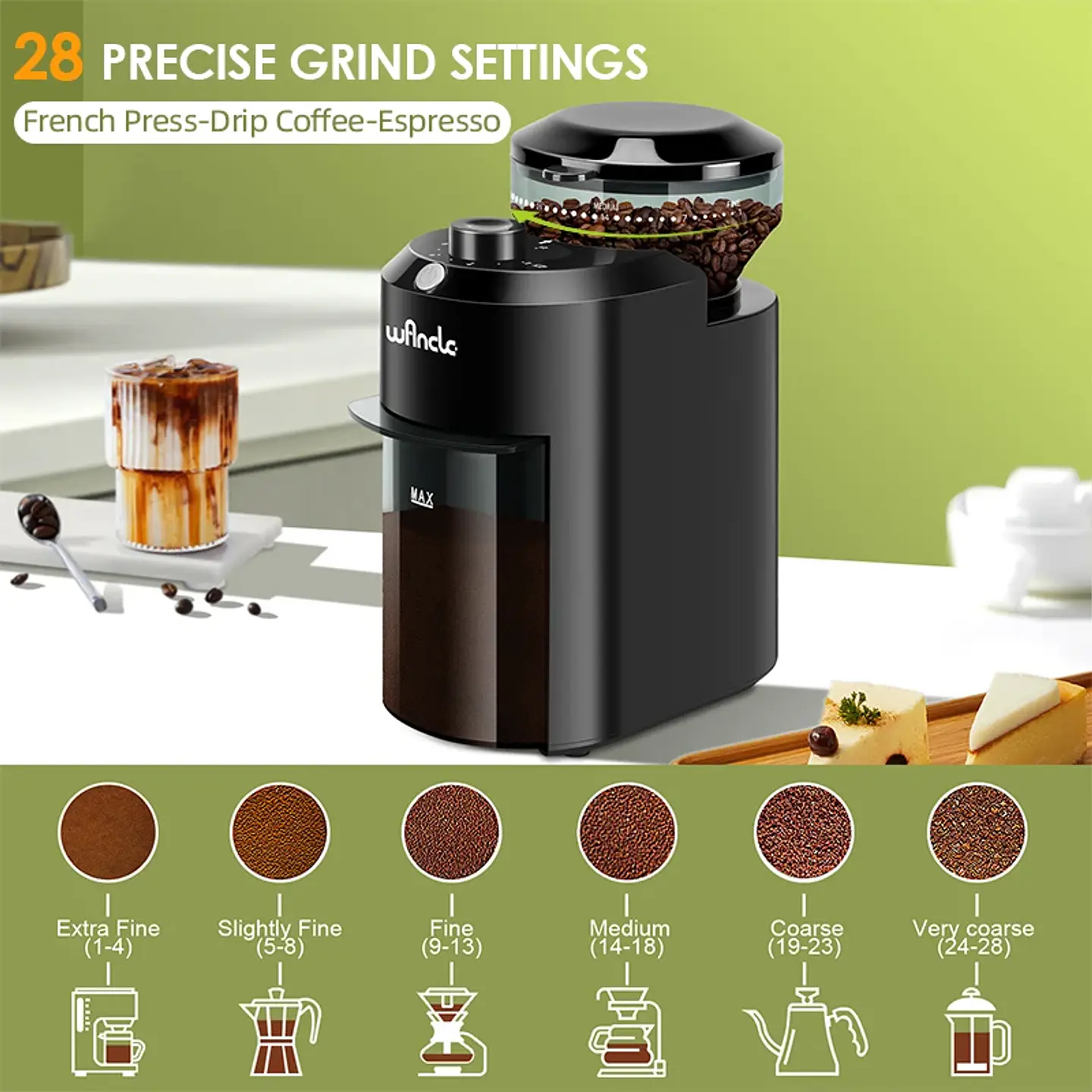 Molinillo de café eléctrico Wancle con muelas ajustables 2