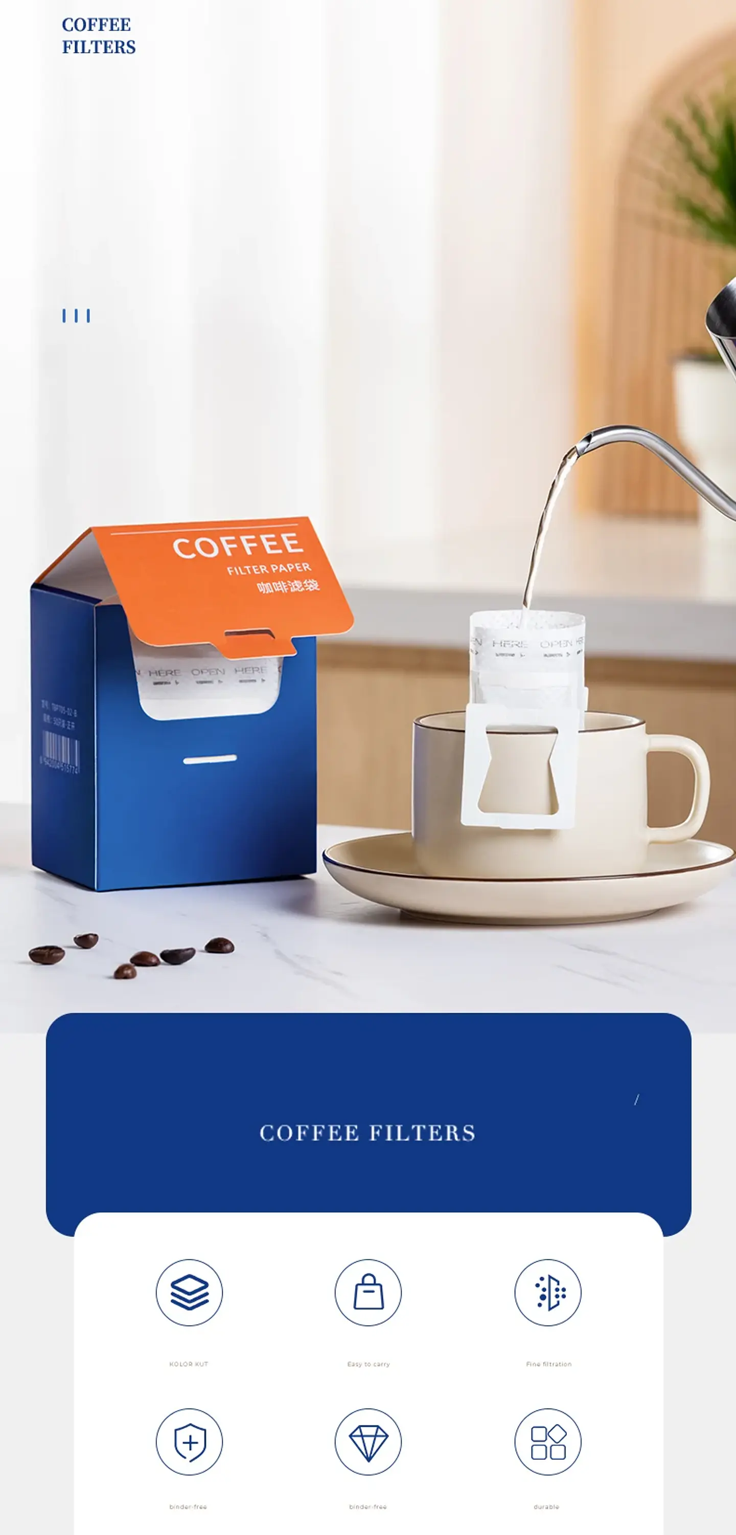 Filtro de café GIANXI, bolsas de filtro desechables de papel 12