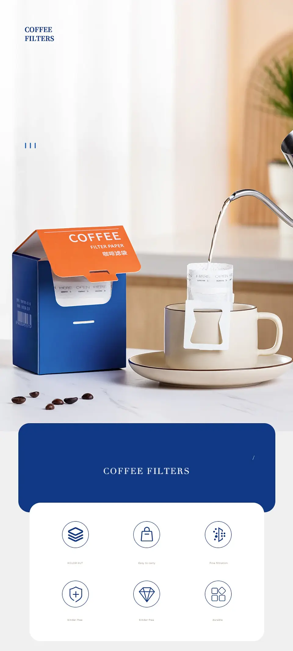 Filtro de café GIANXI, bolsas de filtro desechables de papel 12