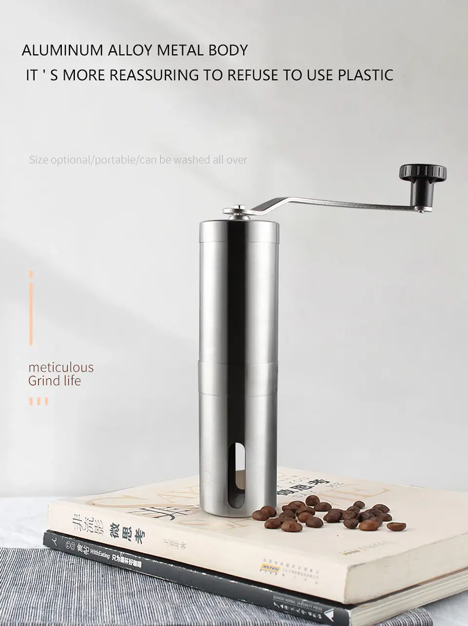 Molinillo de café manual portátil de acero inoxidable 9