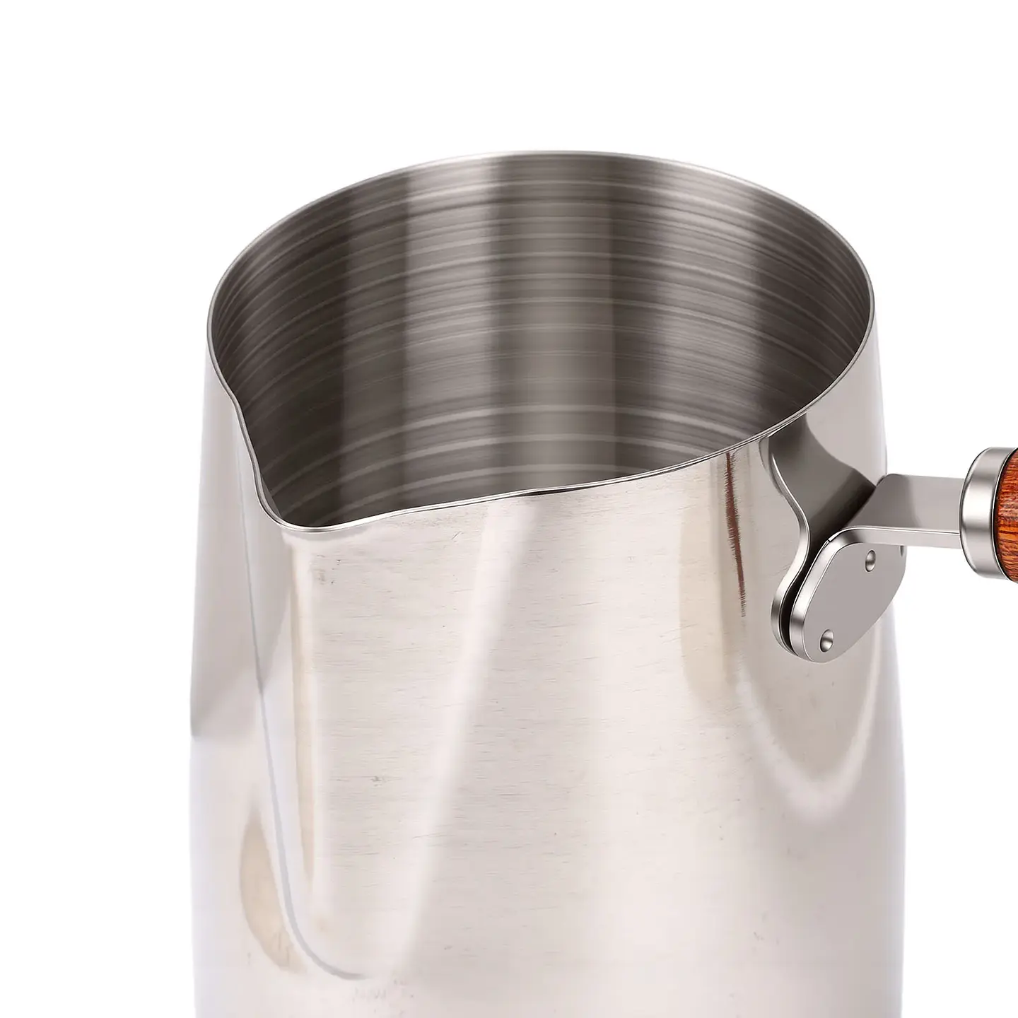 Jarra para espumar leche de acero inoxidable 304 con mango de madera 4