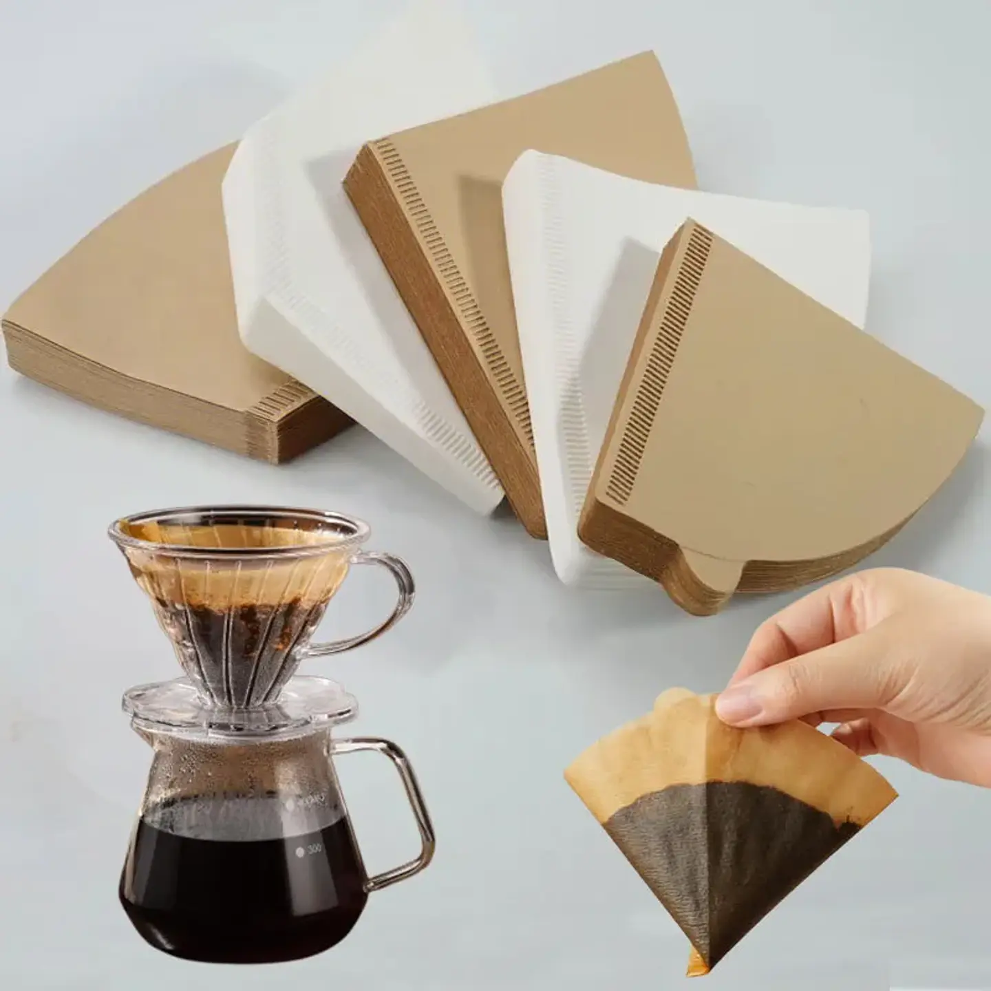 100 filtros de café desechables de papel natural para 1-4 tazas 1