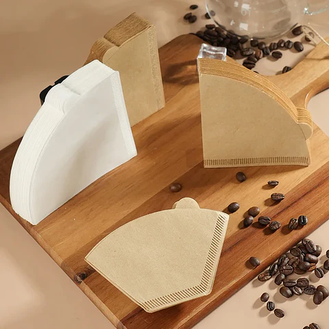 100 filtros de café desechables de papel natural para 1-4 tazas