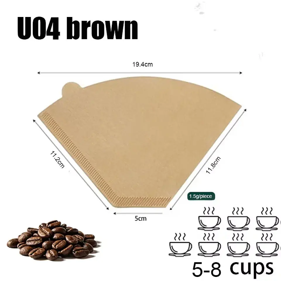 100 filtros de café desechables de papel natural para 1-4 tazas 9