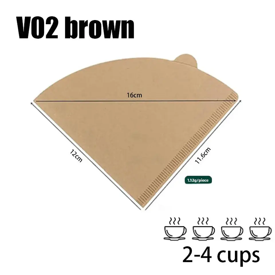 100 filtros de café desechables de papel natural para 1-4 tazas 14