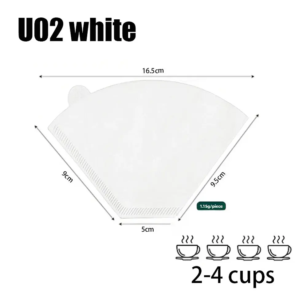 100 filtros de café desechables de papel natural para 1-4 tazas 16