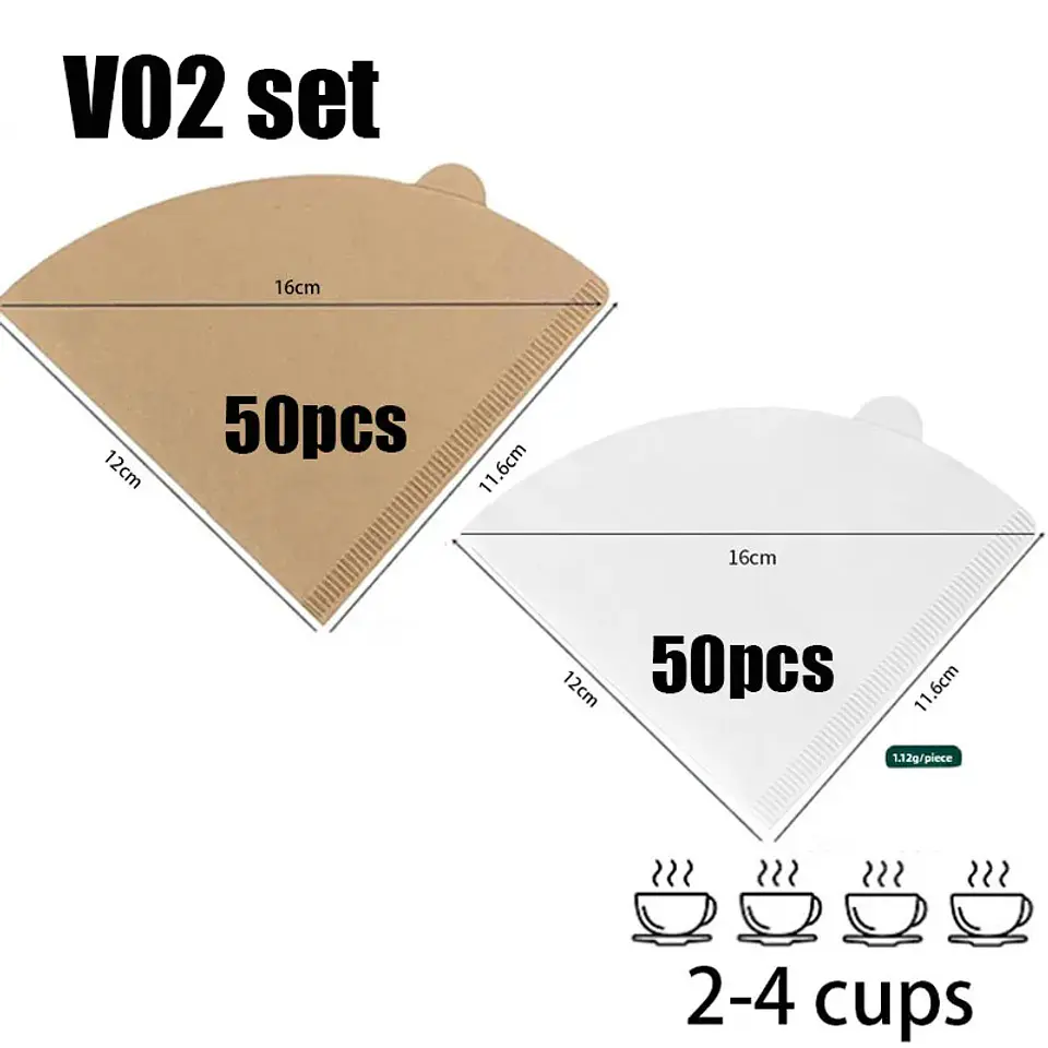 100 filtros de café desechables de papel natural para 1-4 tazas 18