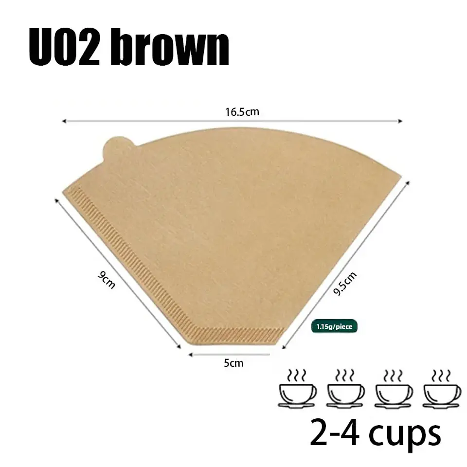 100 filtros de café desechables de papel natural para 1-4 tazas 20