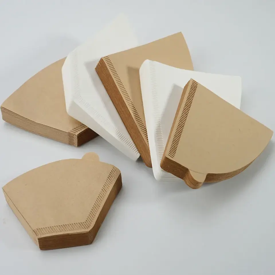 100 filtros de café desechables de papel natural para 1-4 tazas 25
