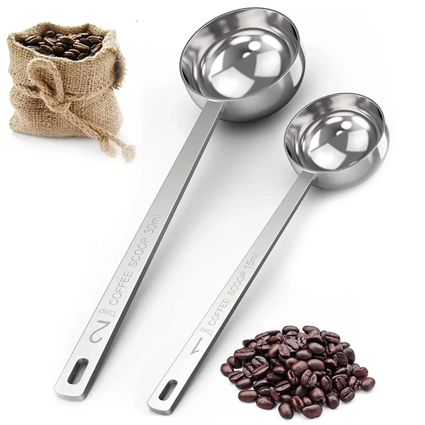 1 cuchara medidora de acero inoxidable para granos de café de 15/30 ml 1