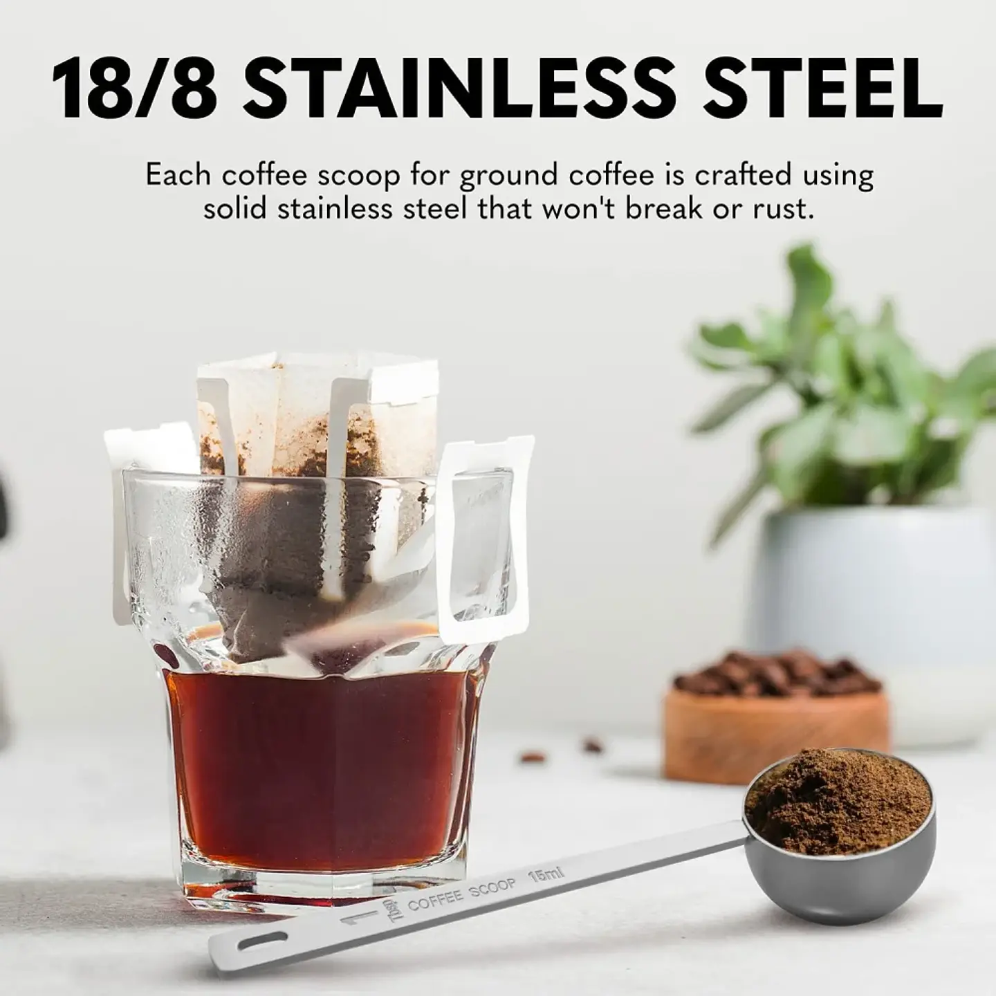 1 cuchara medidora de acero inoxidable para granos de café de 15/30 ml 10