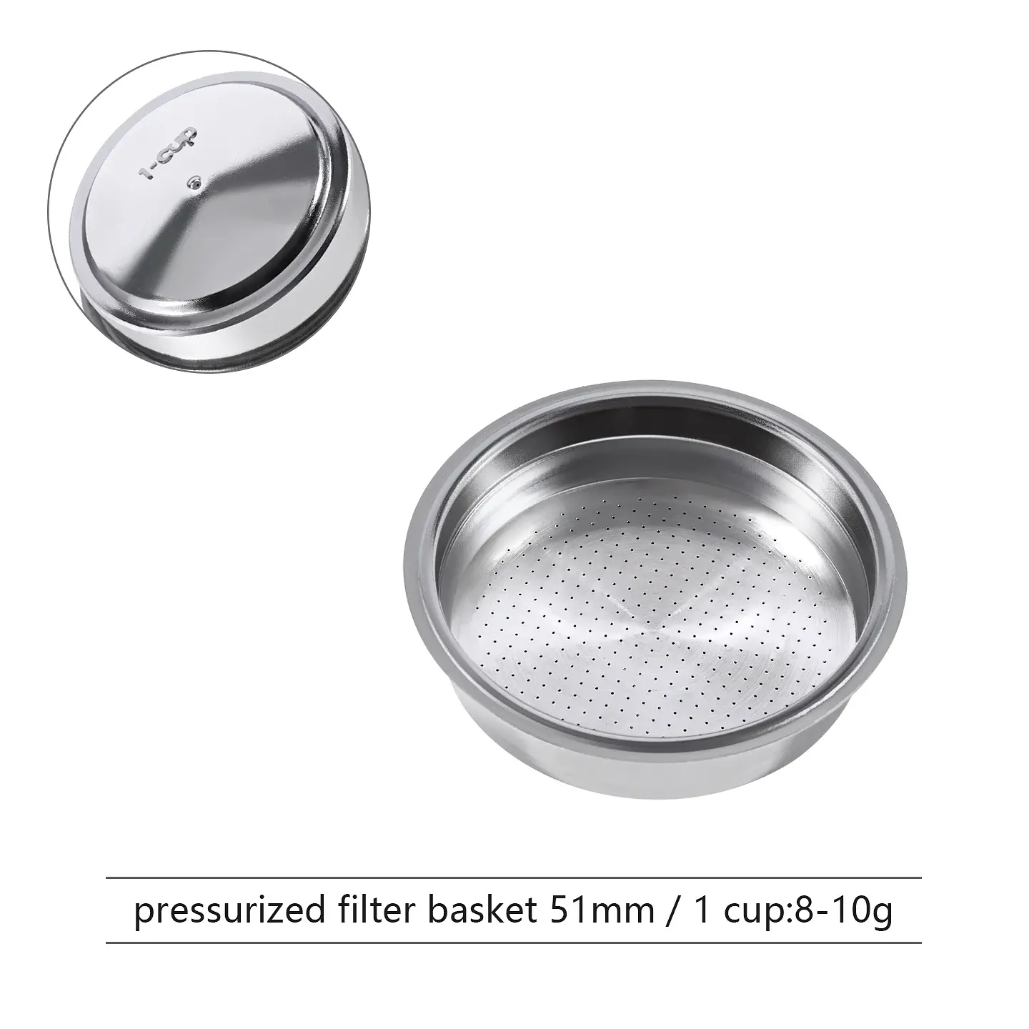 Cesta de filtro de café presurizada de 51 mm/54 mm/58 mm 12