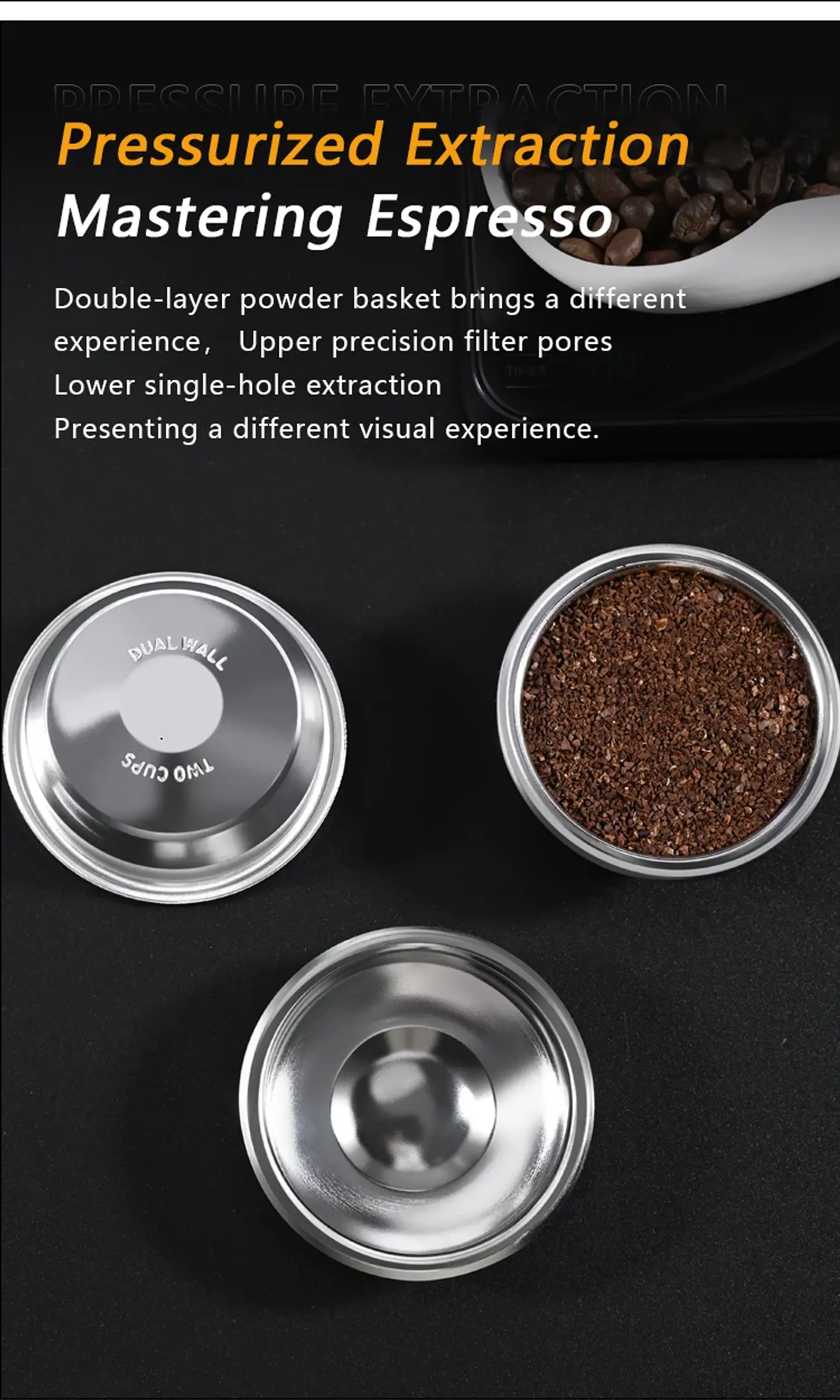 Cesta de filtro de café presurizada de 51 mm/54 mm/58 mm 15