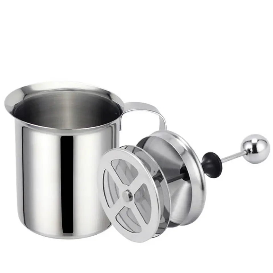 Espumador de leche de acero inoxidable de 400 ml, doble malla 2