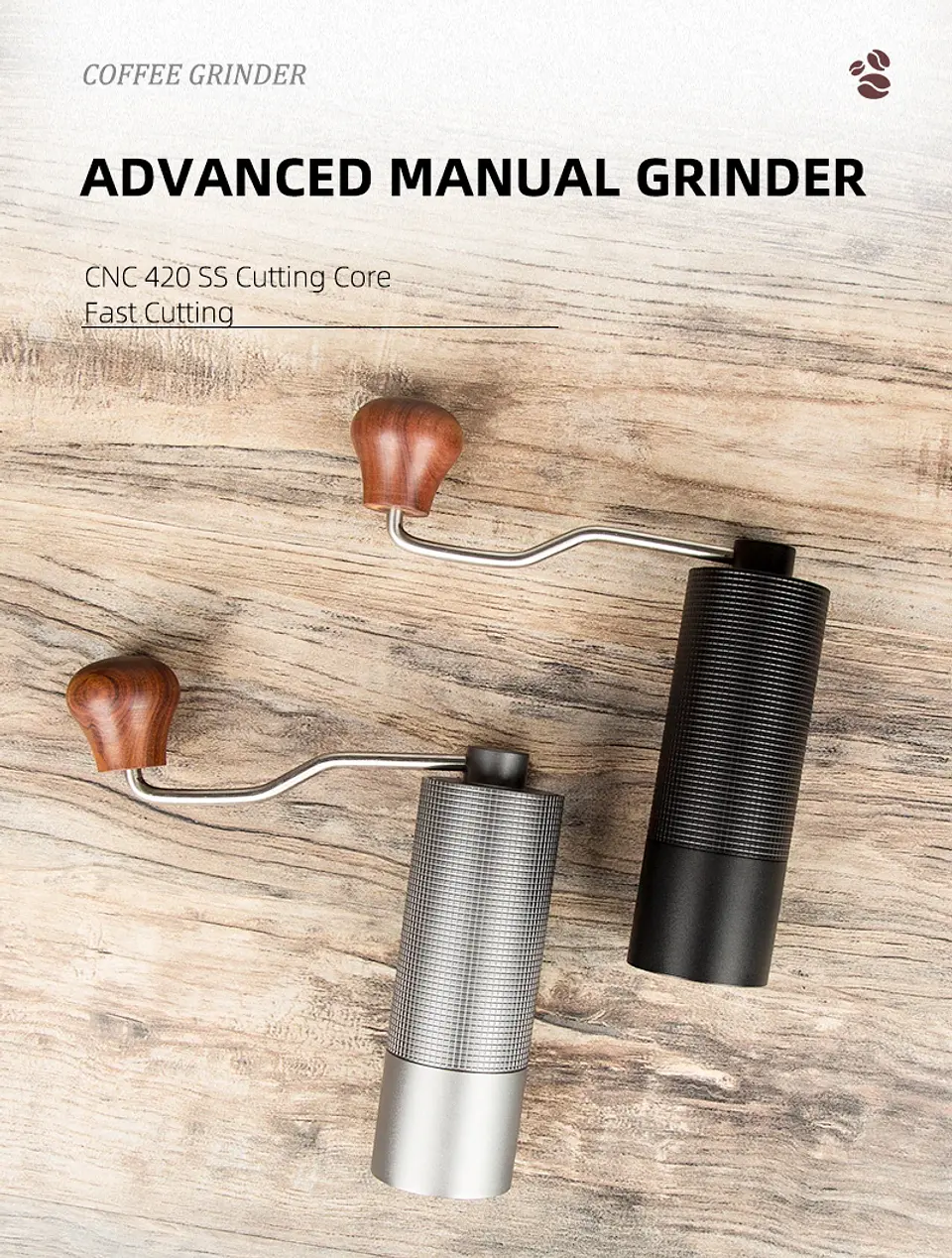 Professional Manual Coffee Grinder Upgrade All-metal Body  Anti-slip Design Portable Grinder Burr Inside 11