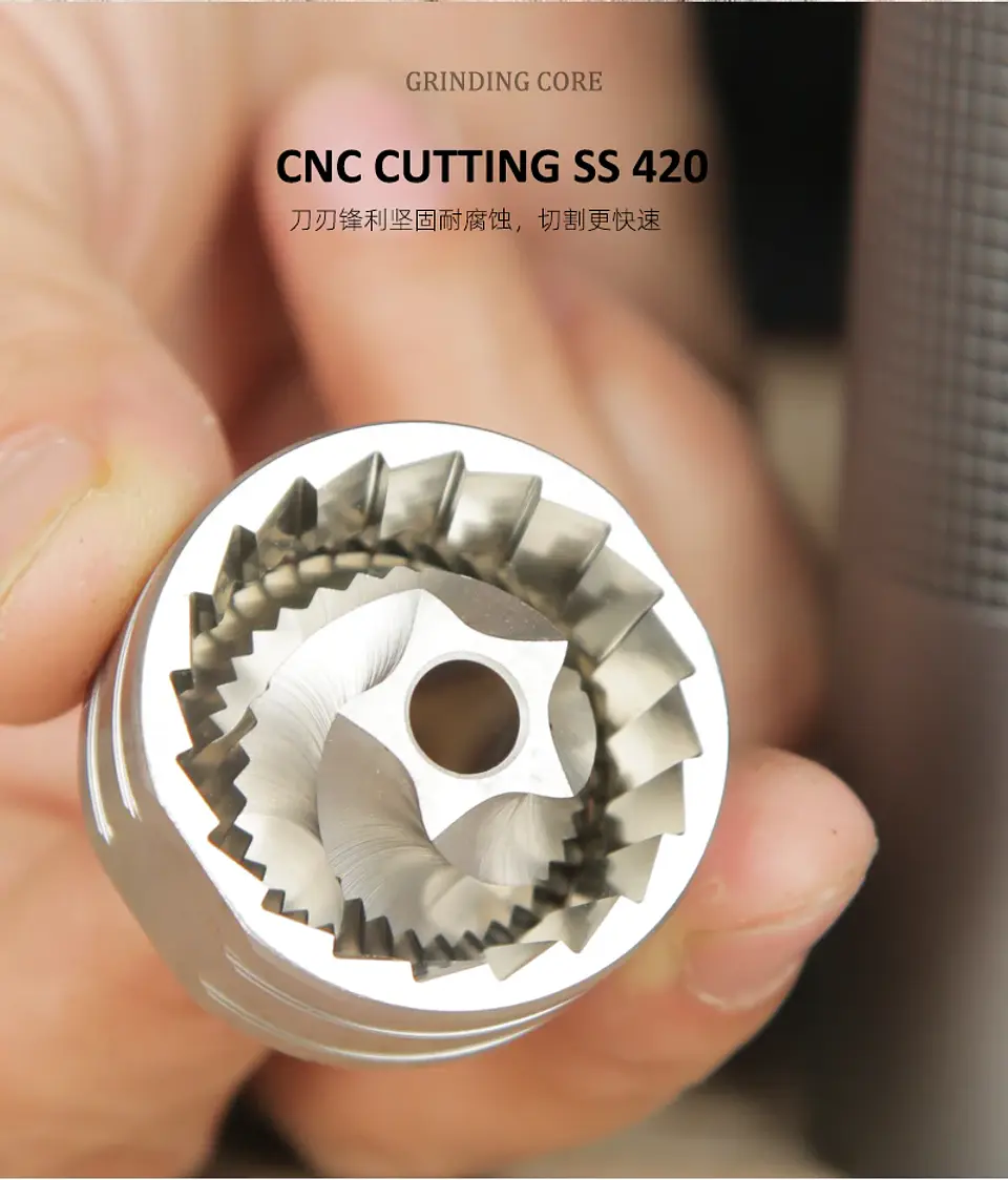 Professional Manual Coffee Grinder Upgrade All-metal Body  Anti-slip Design Portable Grinder Burr Inside 12