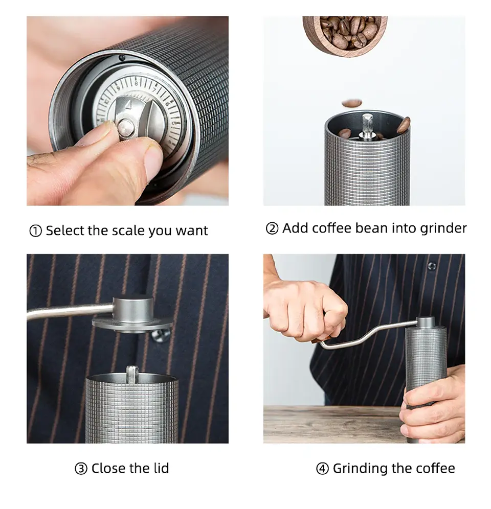 Professional Manual Coffee Grinder Upgrade All-metal Body  Anti-slip Design Portable Grinder Burr Inside 16