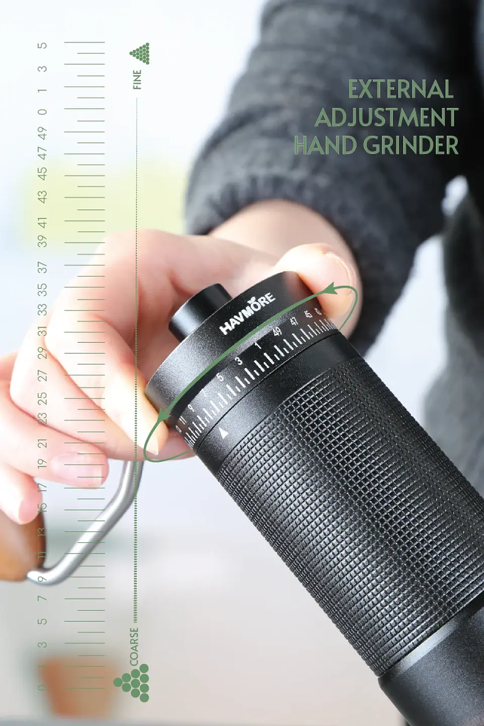Professional Manual Coffee Grinder Upgrade All-metal Body  Anti-slip Design Portable Grinder Burr Inside 23