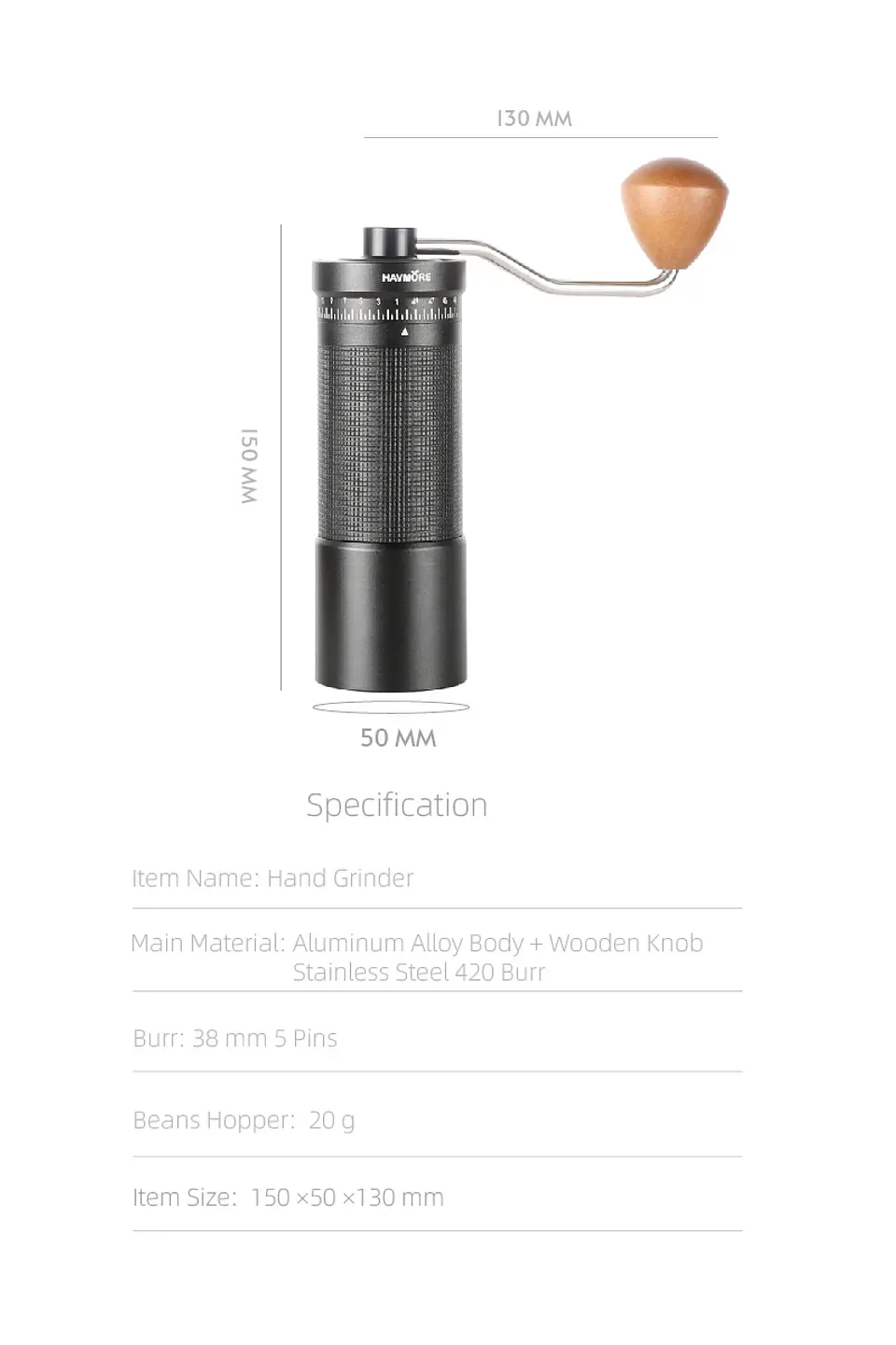 Professional Manual Coffee Grinder Upgrade All-metal Body  Anti-slip Design Portable Grinder Burr Inside 24