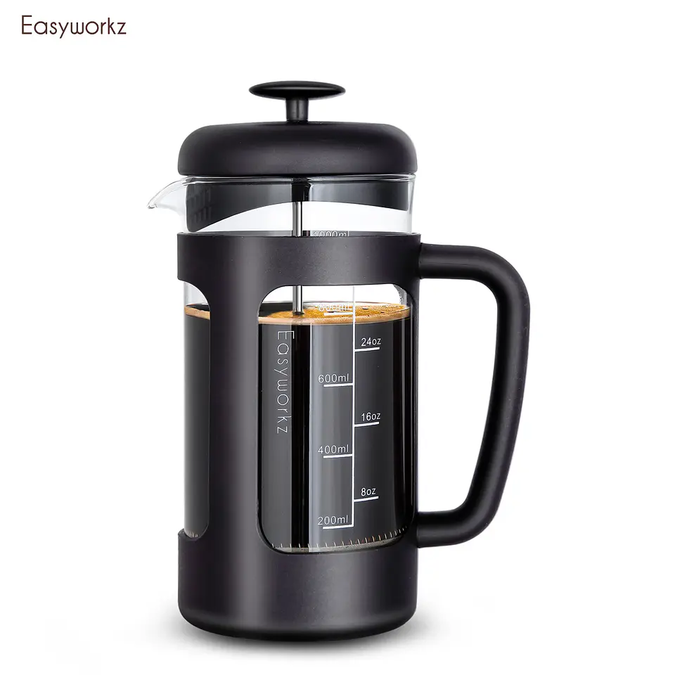 Cafetera Francesa vidrio de borosilicato y mango de agarre suave. 1