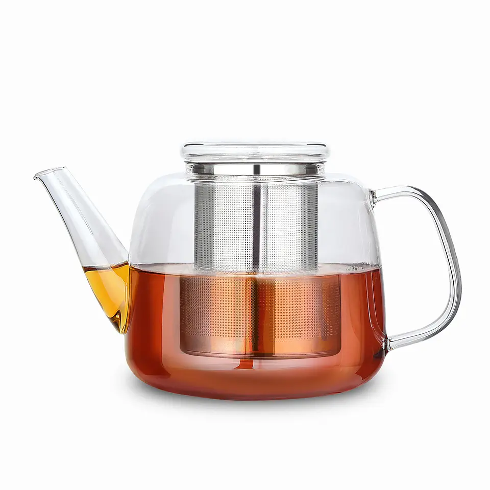 Tetera Easyworkz de vidrio 1.4 litros con infusor de té grande extraíble de acero inoxidable  1