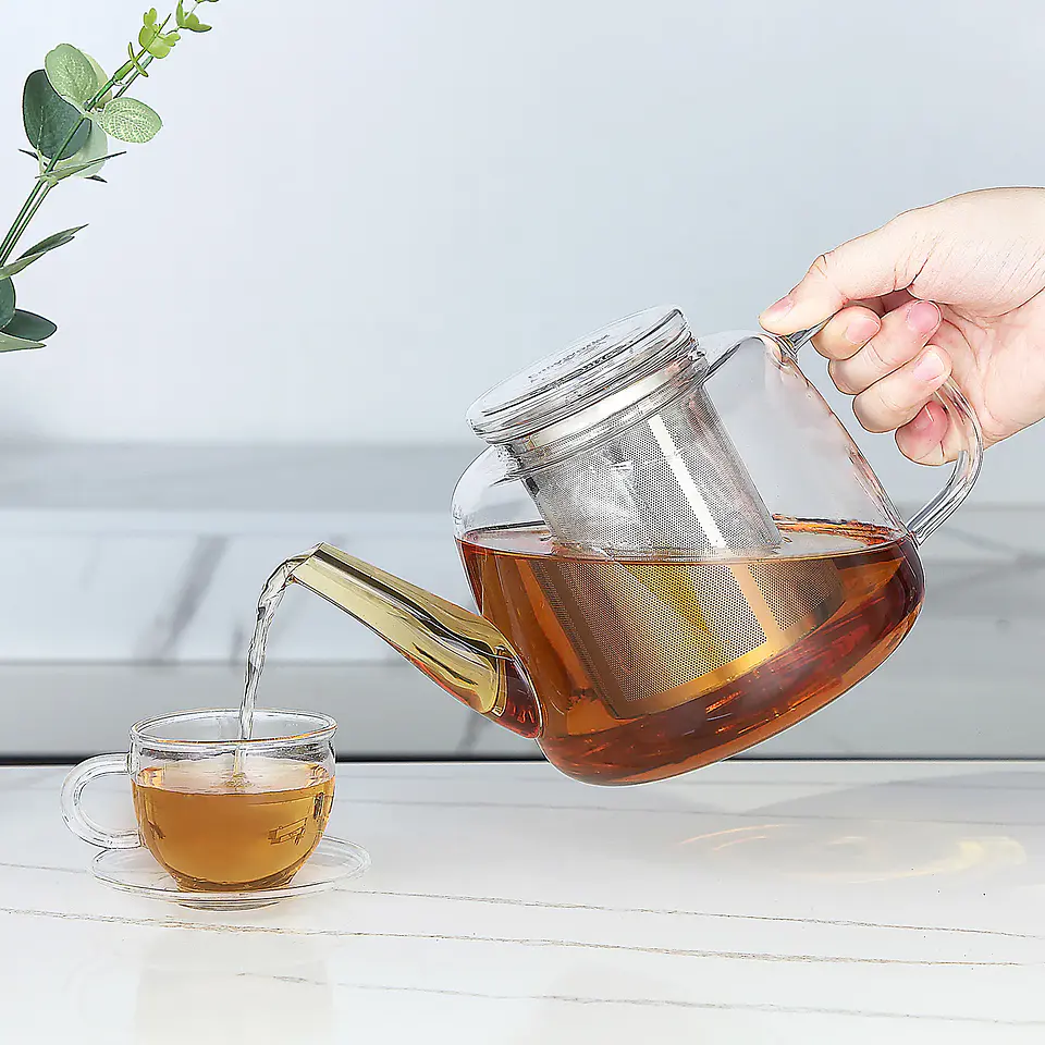Tetera Easyworkz de vidrio 1.4 litros con infusor de té grande extraíble de acero inoxidable  2