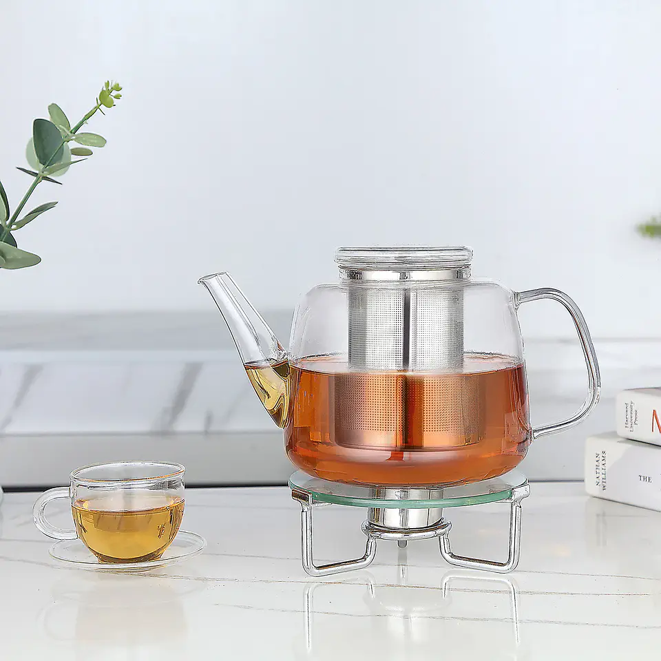 Tetera Easyworkz de vidrio 1.4 litros con infusor de té grande extraíble de acero inoxidable  3