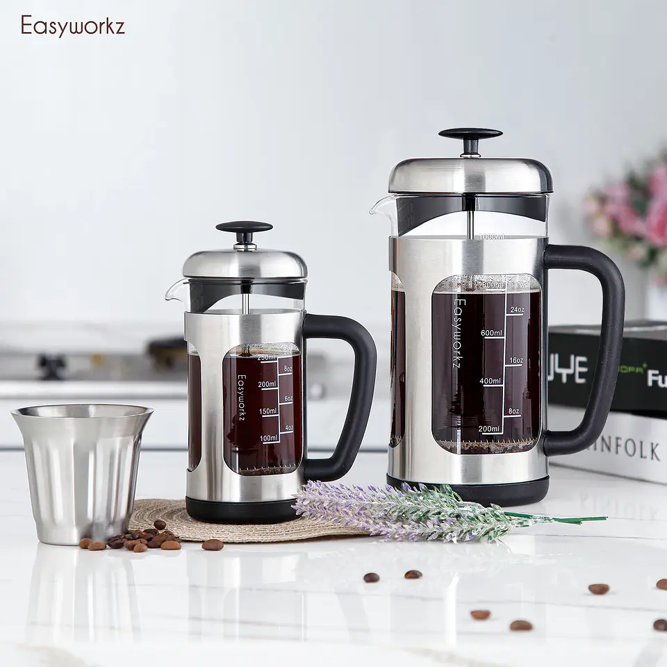 Cafetera Francesa vidrio de borosilicato y mango de agarre suave. 2