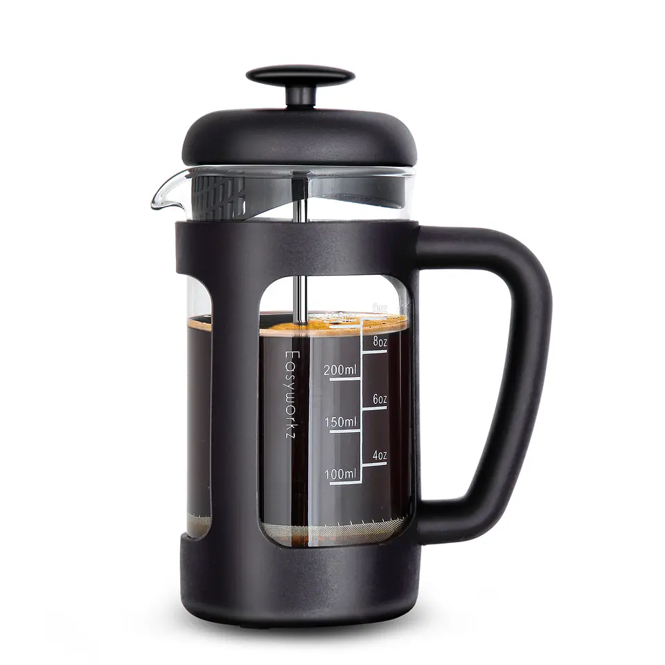 Cafetera Francesa vidrio de borosilicato y mango de agarre suave. 3