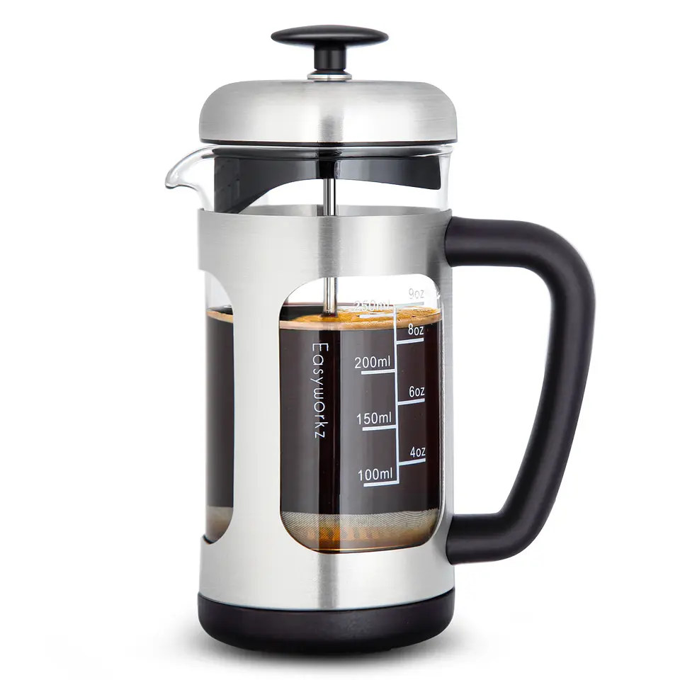 Cafetera Francesa vidrio de borosilicato y mango de agarre suave. 6