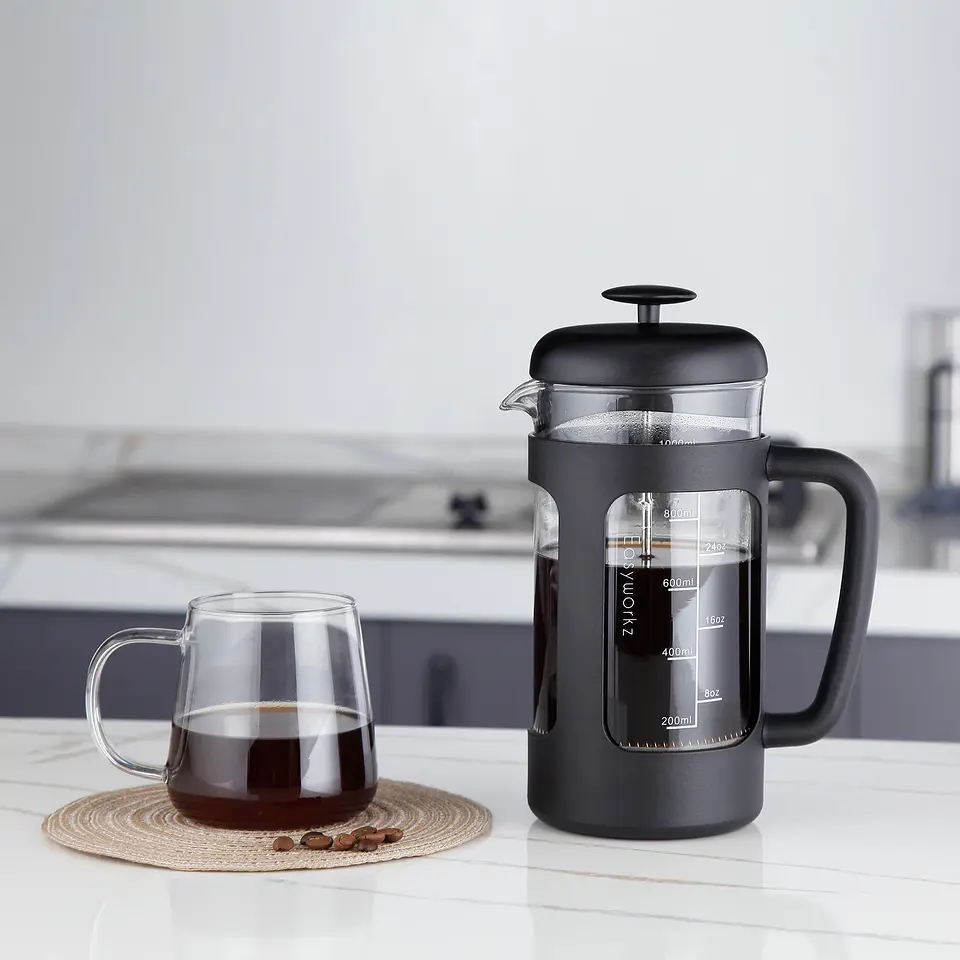 Cafetera Francesa vidrio de borosilicato y mango de agarre suave. 9
