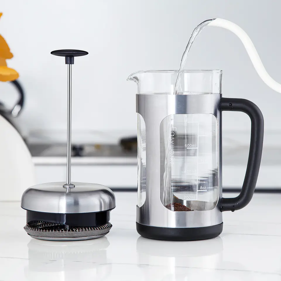 Cafetera Francesa vidrio de borosilicato y mango de agarre suave. 12
