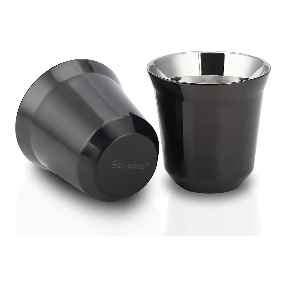 Juego de 2 tazas de espresso de acero inoxidable Easyworkz 1