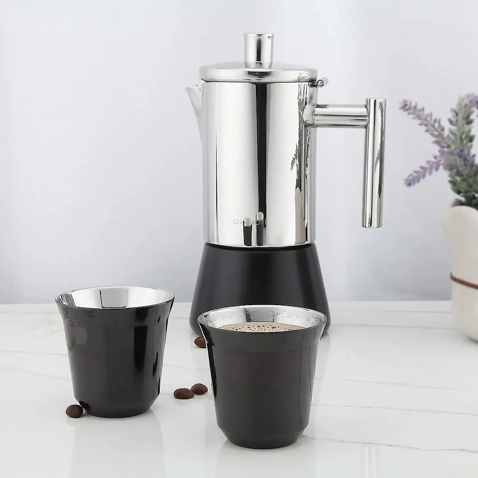Juego de 2 tazas de espresso de acero inoxidable Easyworkz 2