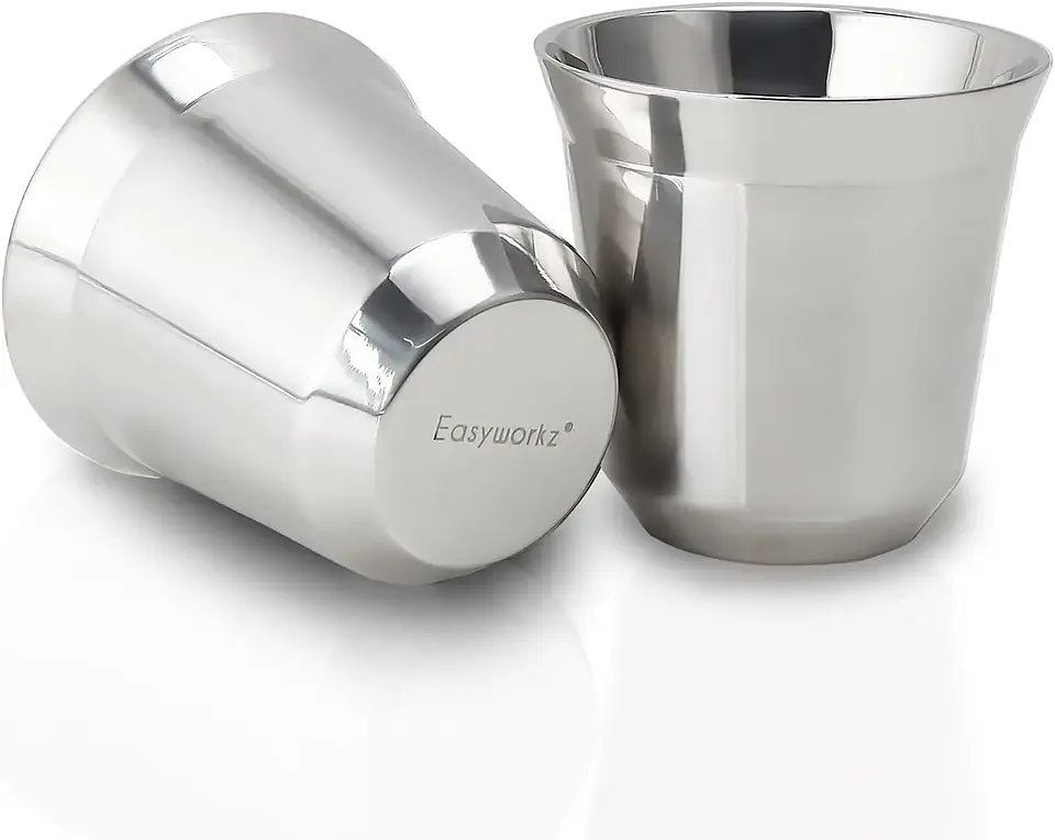 Juego de 2 tazas de espresso de acero inoxidable Easyworkz 6