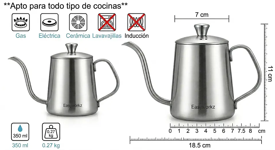 Tetera de goteo con cuello de cisne, de acero inoxidable 5