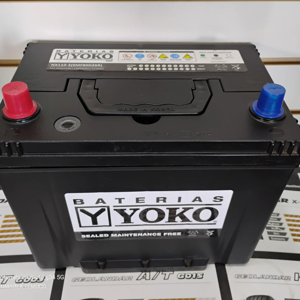 BATERIA YOKO 70 AMPERES, 12V ,NX110-5(SMF80D26R)