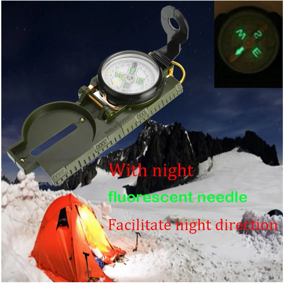 Brújula Táctica Lensática con Lente Plegable 7