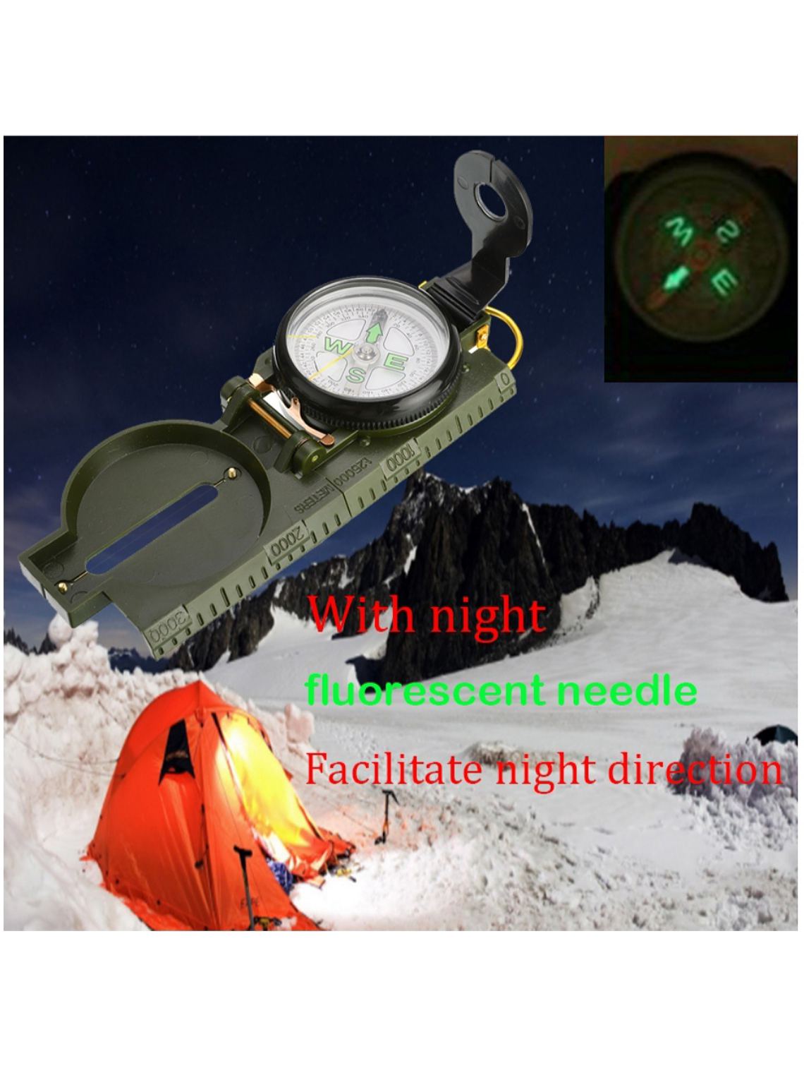 Brújula Táctica Lensática con Lente Plegable 7