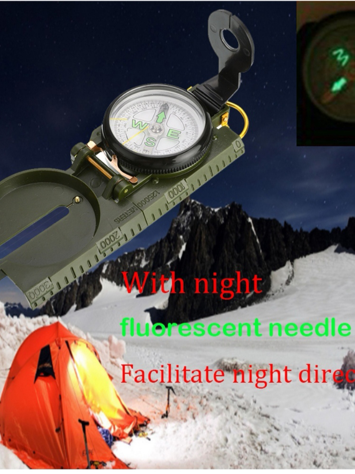 Brújula Táctica Lensática con Lente Plegable 7