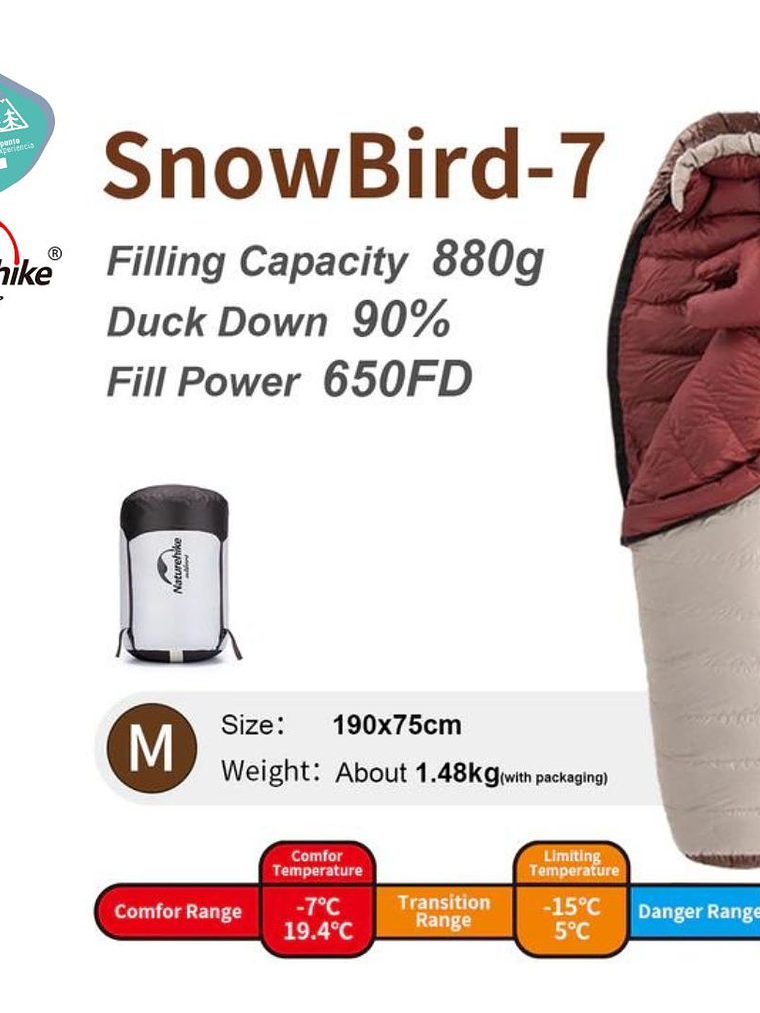 Saco de dormir pluma Naturehike SnowBird -7º 9
