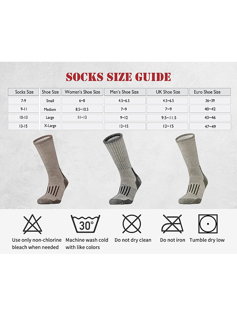 Pack 4 Pares Calcetines Unisex 80% Lana merino Brown L 2