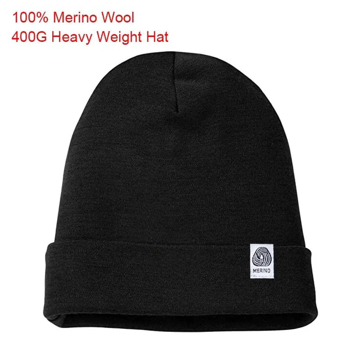 Gorro 100 % lana merino 400 g Unisex Black 2
