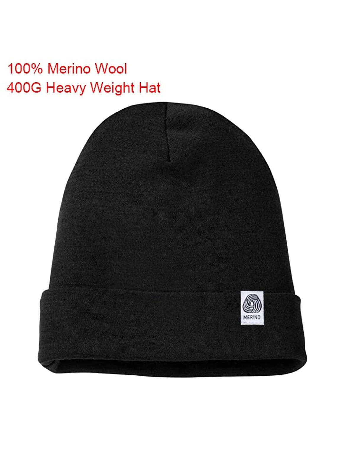 Gorro 100 % lana merino 400 g Unisex Black 2
