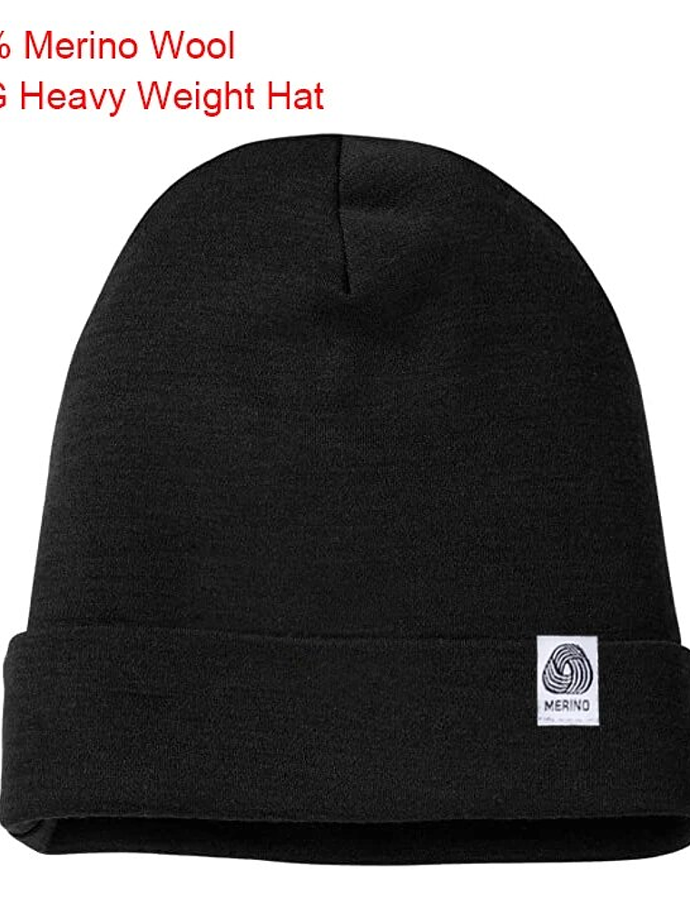 Gorro 100 % lana merino 400 g Unisex Black 2
