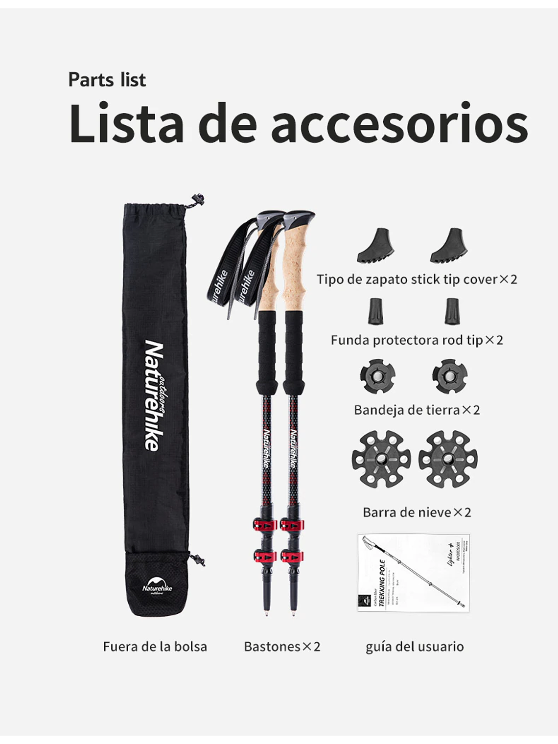 Bastones de Trekking Carbono 3K con Accesorios 4