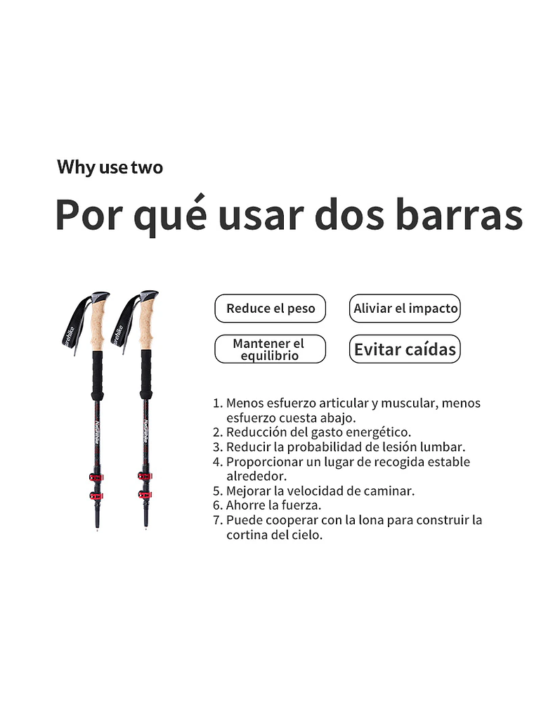 Bastones de Trekking Carbono 3K con Accesorios 8