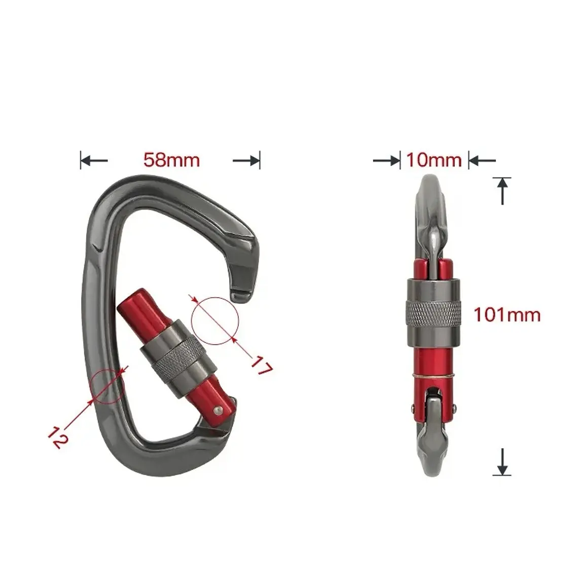 Mosquetón D Seguro Rosca Xinda 3
